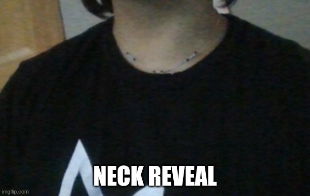 neck reveal | NECK REVEAL | image tagged in neck reveal | made w/ Imgflip meme maker
