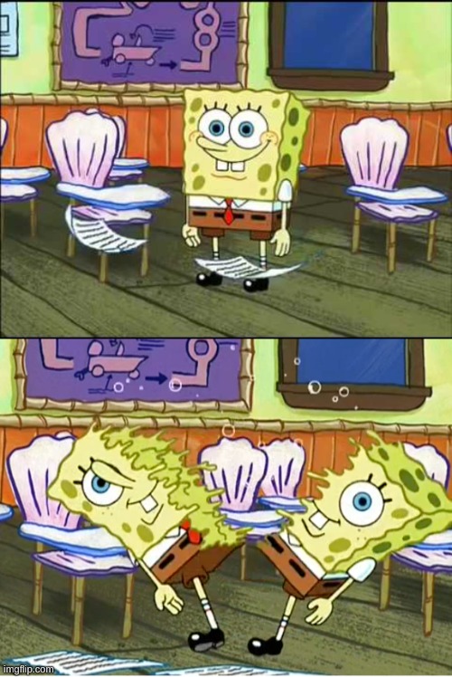 spongebob rip in half Blank Meme Template