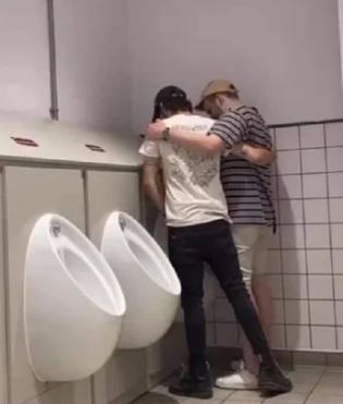Two guys one Urinal Blank Meme Template