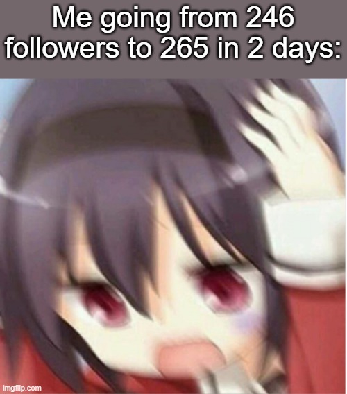 *confused noises* | Me going from 246 followers to 265 in 2 days: | made w/ Imgflip meme maker