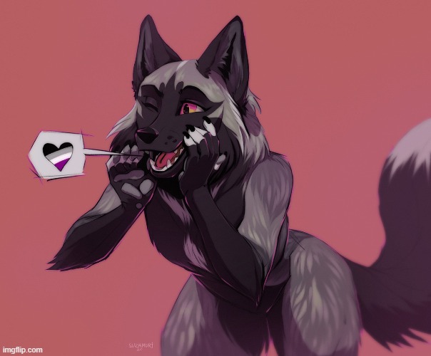Say it loud! (By Suzamuri) | image tagged in furry,asexual,cute,ace,moving hearts | made w/ Imgflip meme maker