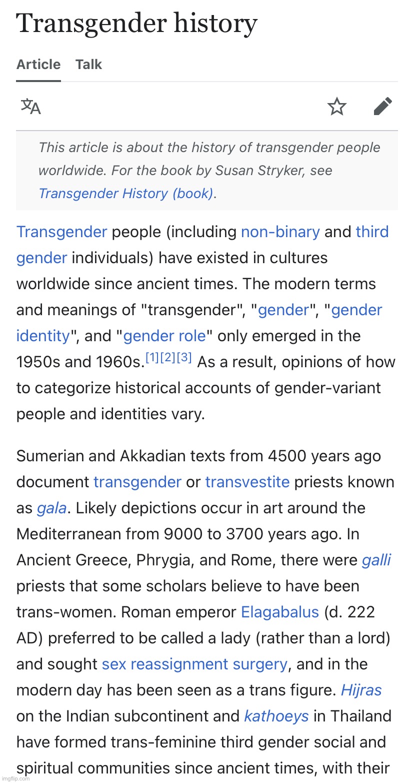 Transgender history | image tagged in transgender history | made w/ Imgflip meme maker