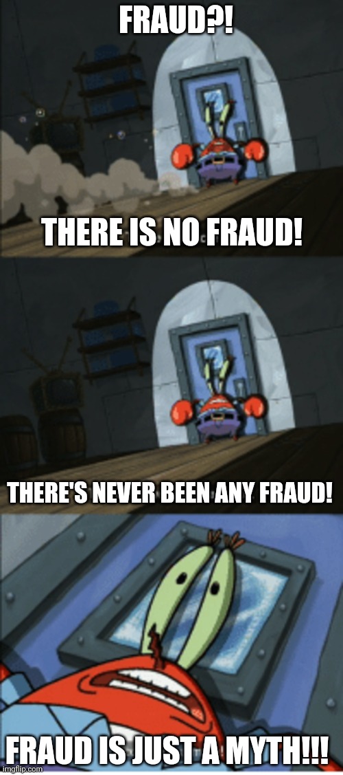 Ice Is Just A Myth | THERE IS NO FRAUD! THERE'S NEVER BEEN ANY FRAUD! FRAUD IS JUST A MYTH!!! FRAUD?! | image tagged in ice is just a myth | made w/ Imgflip meme maker