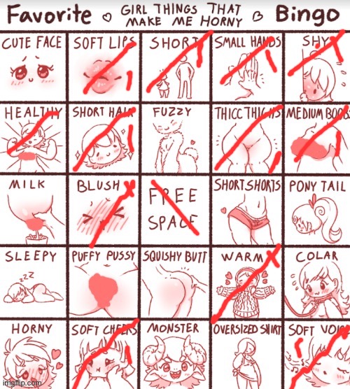 I have fallen victim to another bet | image tagged in favorite girl things that make me horny bingo | made w/ Imgflip meme maker