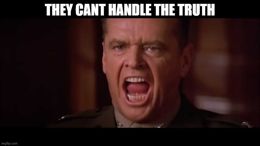 you cant handle the truth | THEY CANT HANDLE THE TRUTH | image tagged in you cant handle the truth | made w/ Imgflip meme maker