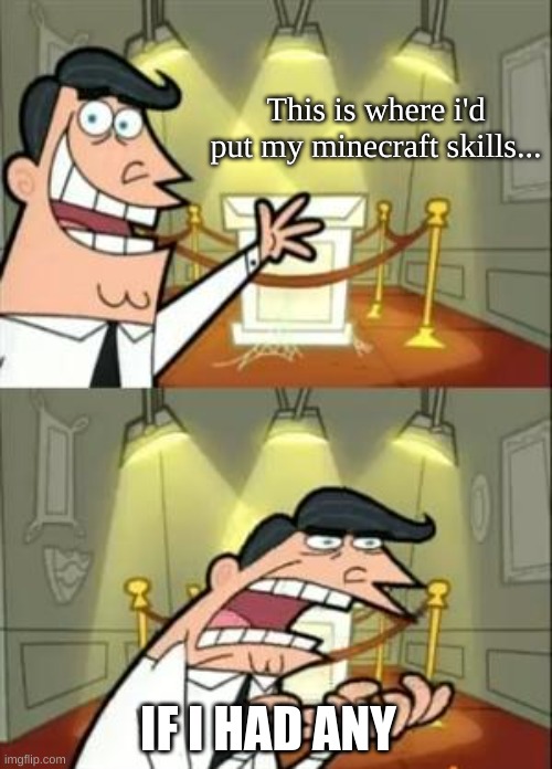 My minecraft skills kinda bad ngl | This is where i'd put my minecraft skills... IF I HAD ANY | image tagged in memes,this is where i'd put my trophy if i had one | made w/ Imgflip meme maker