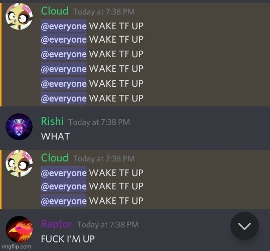 Cloud needs to learn the sacred art of stfu | image tagged in discord | made w/ Imgflip meme maker