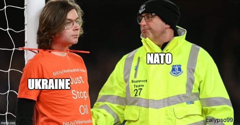ukraine vs nato | NATO; UKRAINE | image tagged in just stop oil | made w/ Imgflip meme maker
