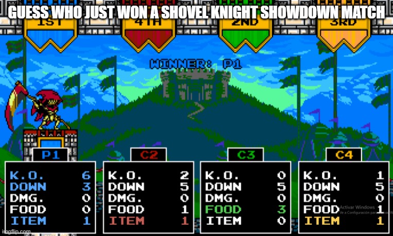 GUESS WHO JUST WON A SHOVEL KNIGHT SHOWDOWN MATCH | made w/ Imgflip meme maker