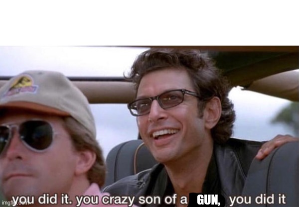 you crazy son of a bitch, you did it | GUN, | image tagged in you crazy son of a bitch you did it | made w/ Imgflip meme maker