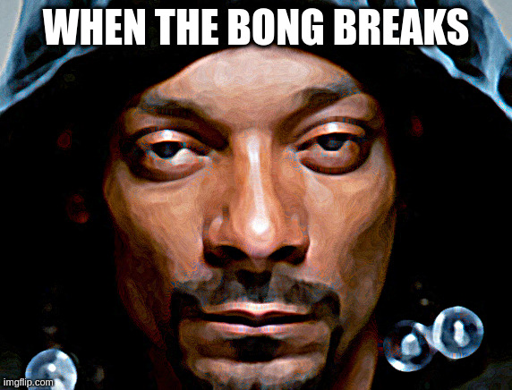 Snoop Scowl | WHEN THE BONG BREAKS | image tagged in snoop scowl | made w/ Imgflip meme maker
