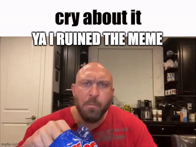 Cry About It | YA I RUINED THE MEME | image tagged in cry about it | made w/ Imgflip meme maker