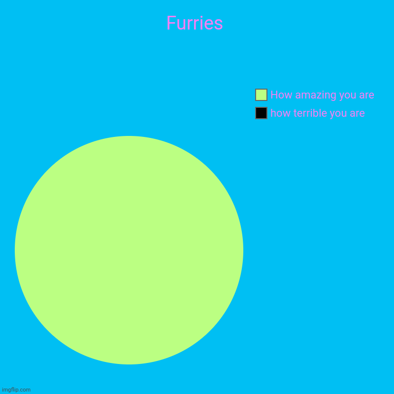 Furries | how terrible you are, How amazing you are | image tagged in charts,pie charts | made w/ Imgflip chart maker