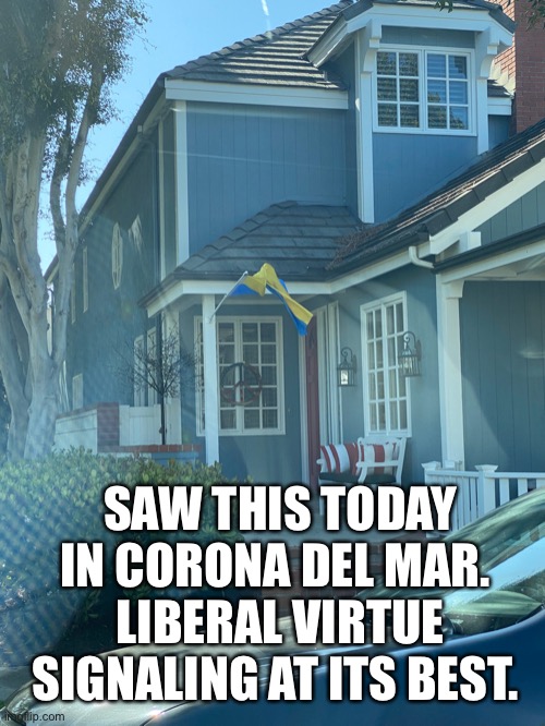Virtue Signaling by people who support a demented geriatric. | SAW THIS TODAY IN CORONA DEL MAR. 
LIBERAL VIRTUE SIGNALING AT ITS BEST. | image tagged in virtue signalling | made w/ Imgflip meme maker