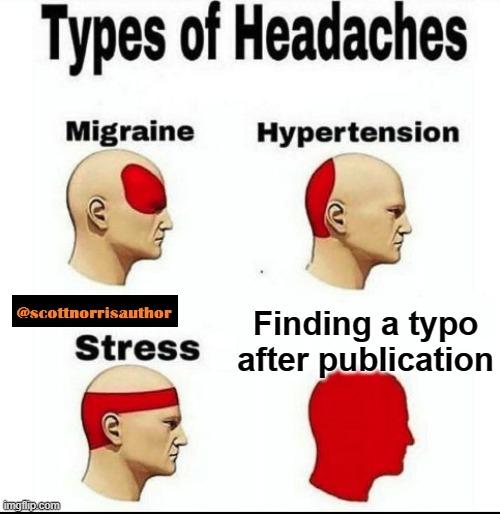 Types of Headaches meme | Finding a typo after publication | image tagged in types of headaches meme | made w/ Imgflip meme maker