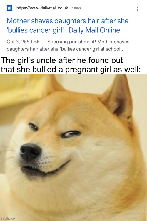 Let’s play the touching game | The girl’s uncle after he found out that she bullied a pregnant girl as well: | image tagged in evil doge | made w/ Imgflip meme maker