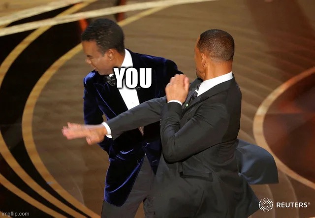 Will Smith punching Chris Rock | YOU | image tagged in will smith punching chris rock | made w/ Imgflip meme maker
