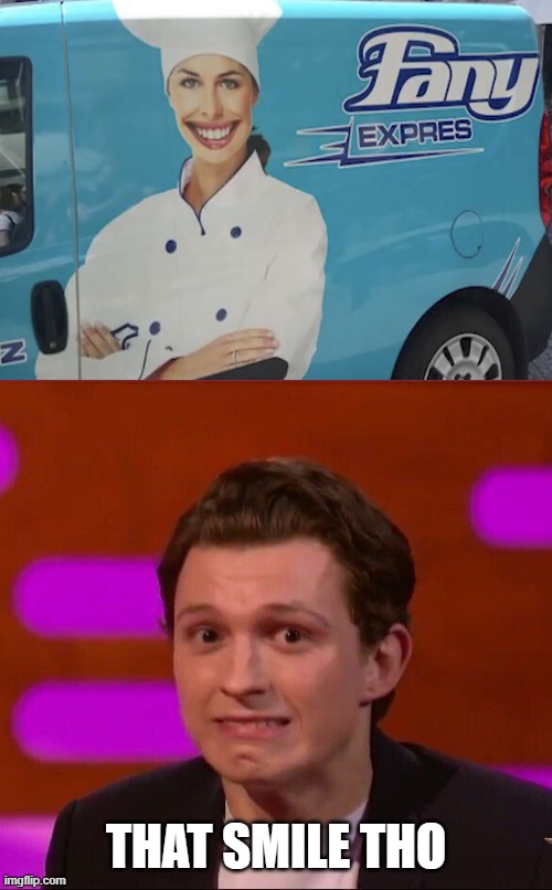 cringe smile | THAT SMILE THO | image tagged in tom holland,design fails,memes | made w/ Imgflip meme maker