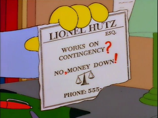 High Quality Simpsons Lionel Hutz works on contigency no money down Blank Meme Template