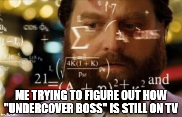 Don't People Know By Now | ME TRYING TO FIGURE OUT HOW "UNDERCOVER BOSS" IS STILL ON TV | image tagged in trying to calculate how much sleep i can get | made w/ Imgflip meme maker