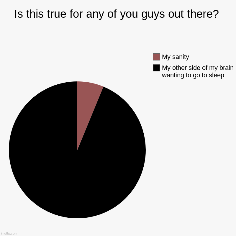 Relatable? | Is this true for any of you guys out there? | My other side of my brain wanting to go to sleep , My sanity | image tagged in charts,pie charts | made w/ Imgflip chart maker