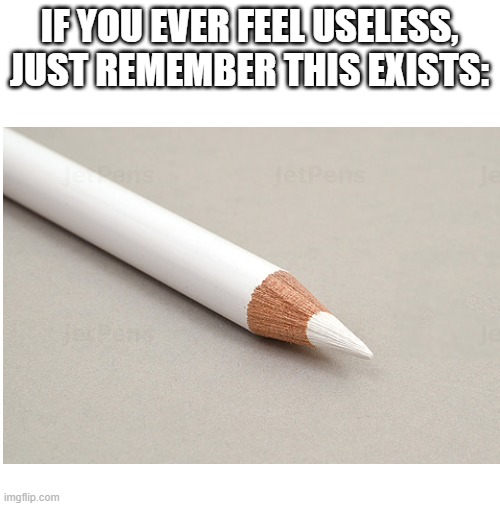 USELESS USELESS USELESS USELESS USELESS USELESS USELESS! | IF YOU EVER FEEL USELESS, JUST REMEMBER THIS EXISTS: | image tagged in blank white template | made w/ Imgflip meme maker