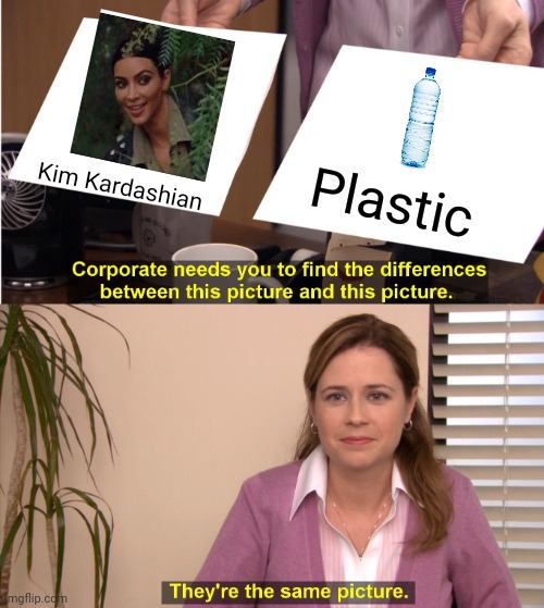 Yes | Kim Kardashian; Plastic | image tagged in memes,they're the same picture | made w/ Imgflip meme maker