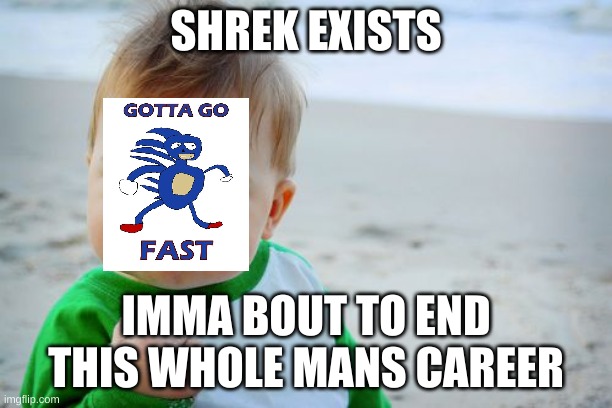 Success Kid Original | SHREK EXISTS; IMMA BOUT TO END THIS WHOLE MANS CAREER | image tagged in memes,success kid original | made w/ Imgflip meme maker