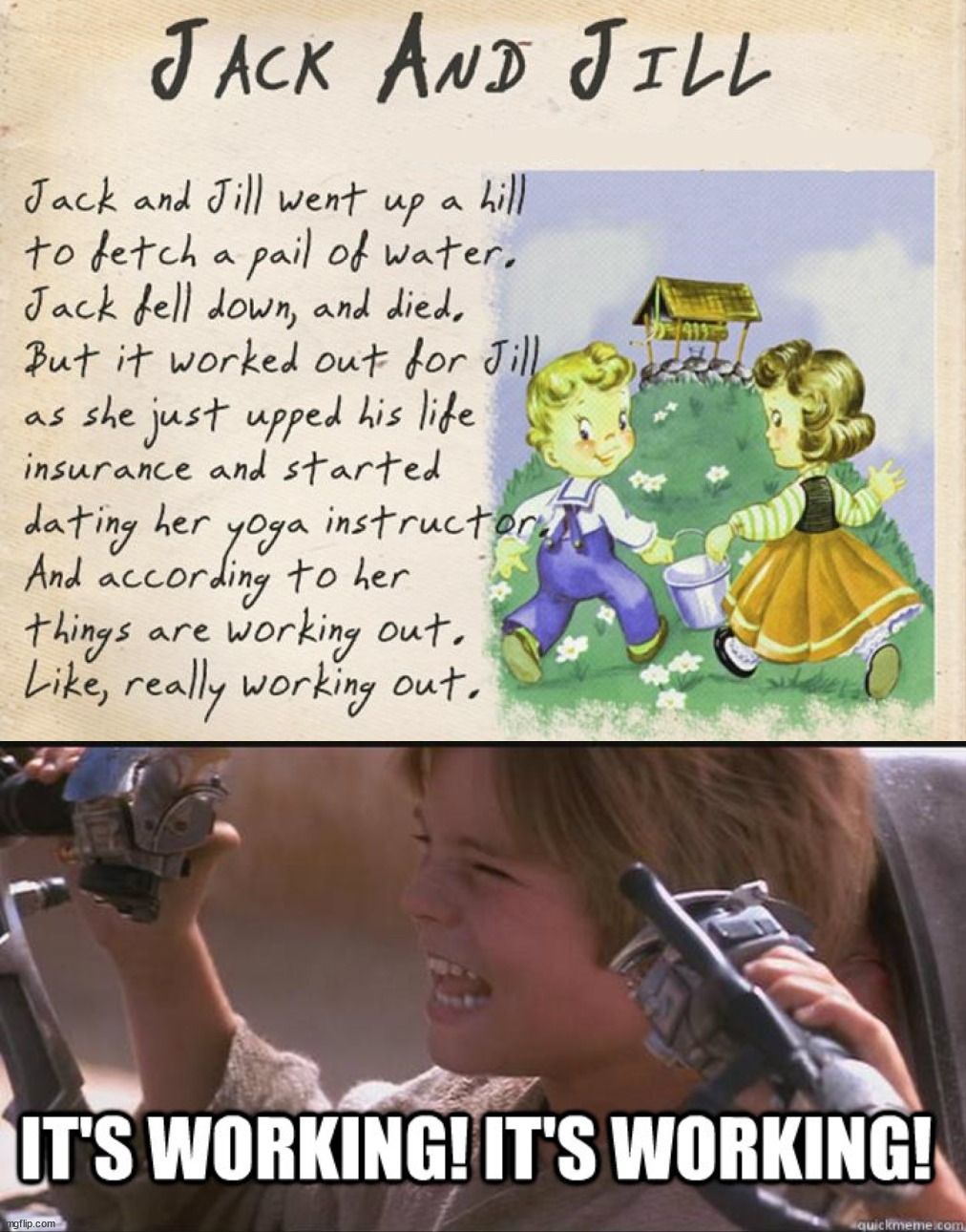 image tagged in star wars it s working,dark humor | made w/ Imgflip meme maker