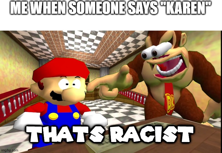 DK says that's racist | ME WHEN SOMEONE SAYS "KAREN" | image tagged in dk says that's racist | made w/ Imgflip meme maker