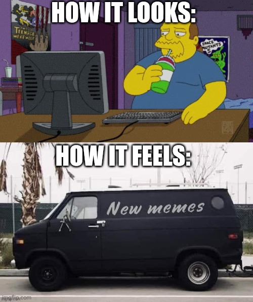 HOW IT LOOKS: HOW IT FEELS: | image tagged in comicbook guy at computer | made w/ Imgflip meme maker