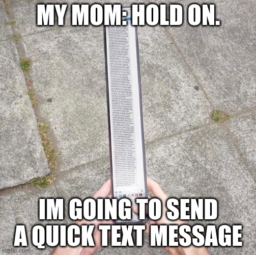 This is life for you....... | MY MOM: HOLD ON. IM GOING TO SEND A QUICK TEXT MESSAGE | image tagged in funny,mom | made w/ Imgflip meme maker