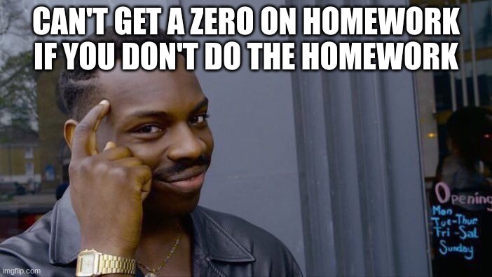 Funny dog | CAN'T GET A ZERO ON HOMEWORK IF YOU DON'T DO THE HOMEWORK | image tagged in memes,roll safe think about it | made w/ Imgflip meme maker