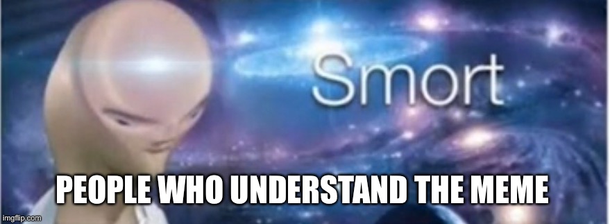 Meme man smort | PEOPLE WHO UNDERSTAND THE MEME | image tagged in meme man smort | made w/ Imgflip meme maker