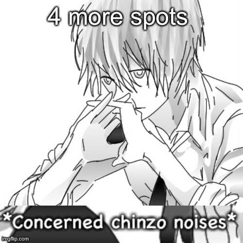 Concerned chinzo noises | 4 more spots | image tagged in concerned chinzo noises | made w/ Imgflip meme maker