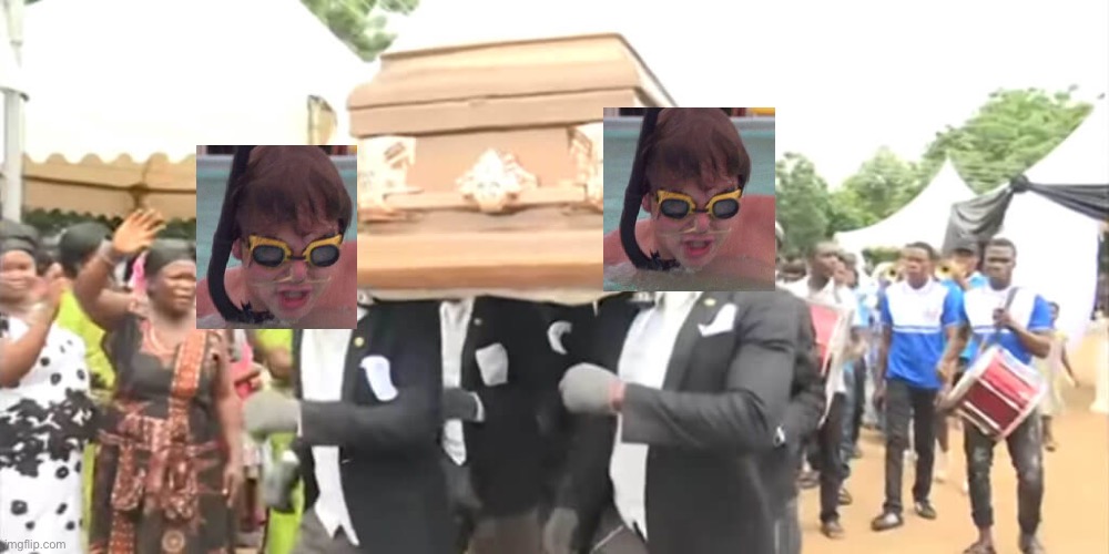 Swimming funeral | image tagged in dancing funeral | made w/ Imgflip meme maker