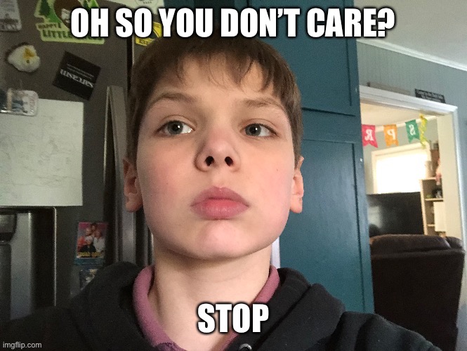 Stop guy | OH SO YOU DON’T CARE? | image tagged in stop guy | made w/ Imgflip meme maker