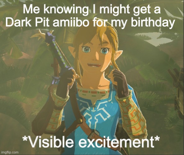 P I T | Me knowing I might get a Dark Pit amiibo for my birthday | image tagged in visible excitement | made w/ Imgflip meme maker