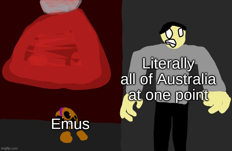 Cyn stalking some guy | Literally all of Australia at one point; Emus | image tagged in cyn stalking some guy | made w/ Imgflip meme maker