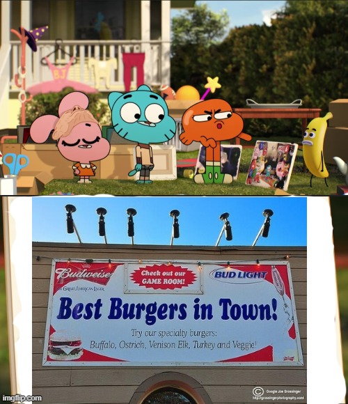 How are those the best burgers in town? | image tagged in the amazing world of gumball,you had one job | made w/ Imgflip meme maker