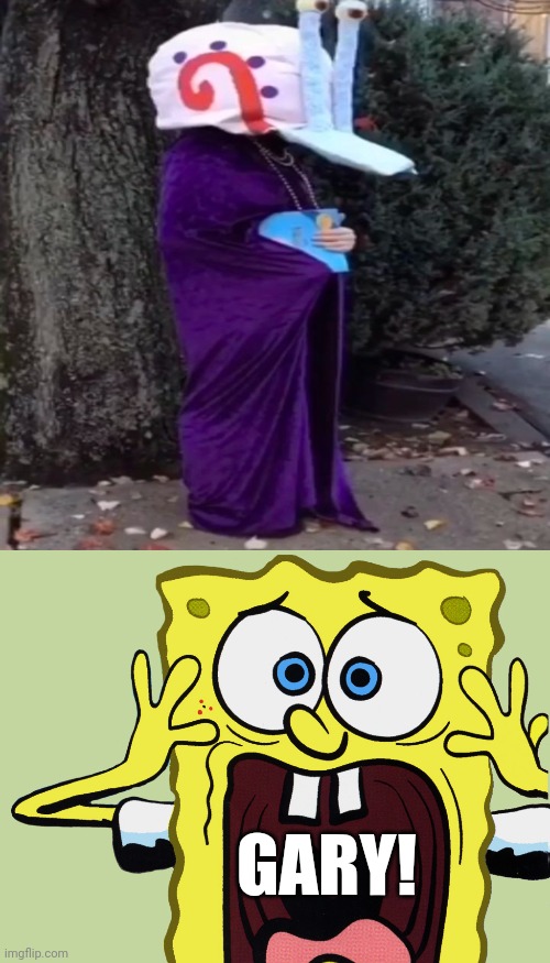 WHAT HAPPENED TO GARY THE SNAIL? | GARY! | image tagged in spongebob scaredpants,spongebob meme,cosplay | made w/ Imgflip meme maker