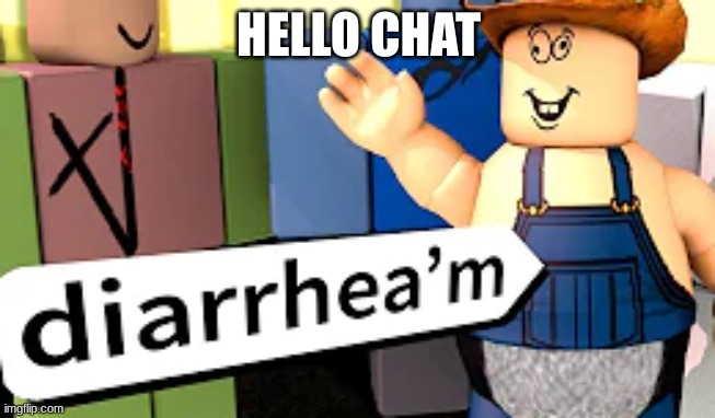 diarrhea'm | HELLO CHAT | image tagged in diarrhea'm | made w/ Imgflip meme maker