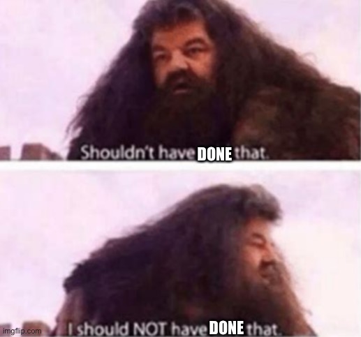 Shouldn't have said that | DONE DONE | image tagged in shouldn't have said that | made w/ Imgflip meme maker
