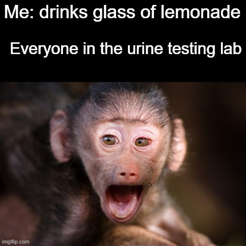 Me: drinks glass of lemonade Everyone in the urine testing lab | made w/ Imgflip meme maker