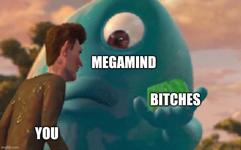 B.O.B. Jell-O | MEGAMIND YOU BITCHES | image tagged in b o b jell-o | made w/ Imgflip meme maker