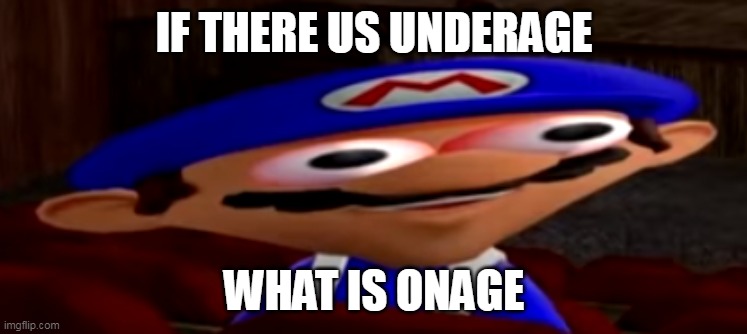 smg4 stare | IF THERE US UNDERAGE; WHAT IS ONAGE | image tagged in smg4 stare | made w/ Imgflip meme maker