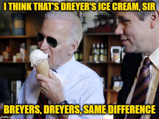I THINK THAT'S DREYER'S ICE CREAM, SIR BREYERS, DREYERS, SAME DIFFERENCE | made w/ Imgflip meme maker