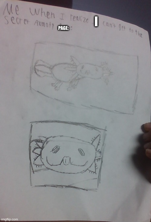 The axolotl drawing. | I; PAGE: | image tagged in gravity falls,axolotl | made w/ Imgflip meme maker