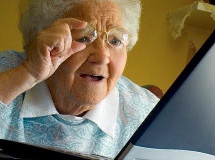 High Quality old lady at computer Blank Meme Template