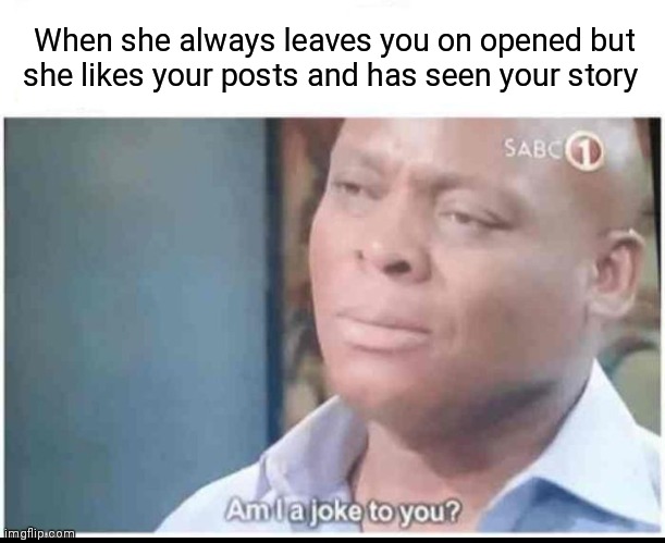 Come on bruh | When she always leaves you on opened but she likes your posts and has seen your story | image tagged in am i a joke to you,bruh moment,girls,women talking | made w/ Imgflip meme maker